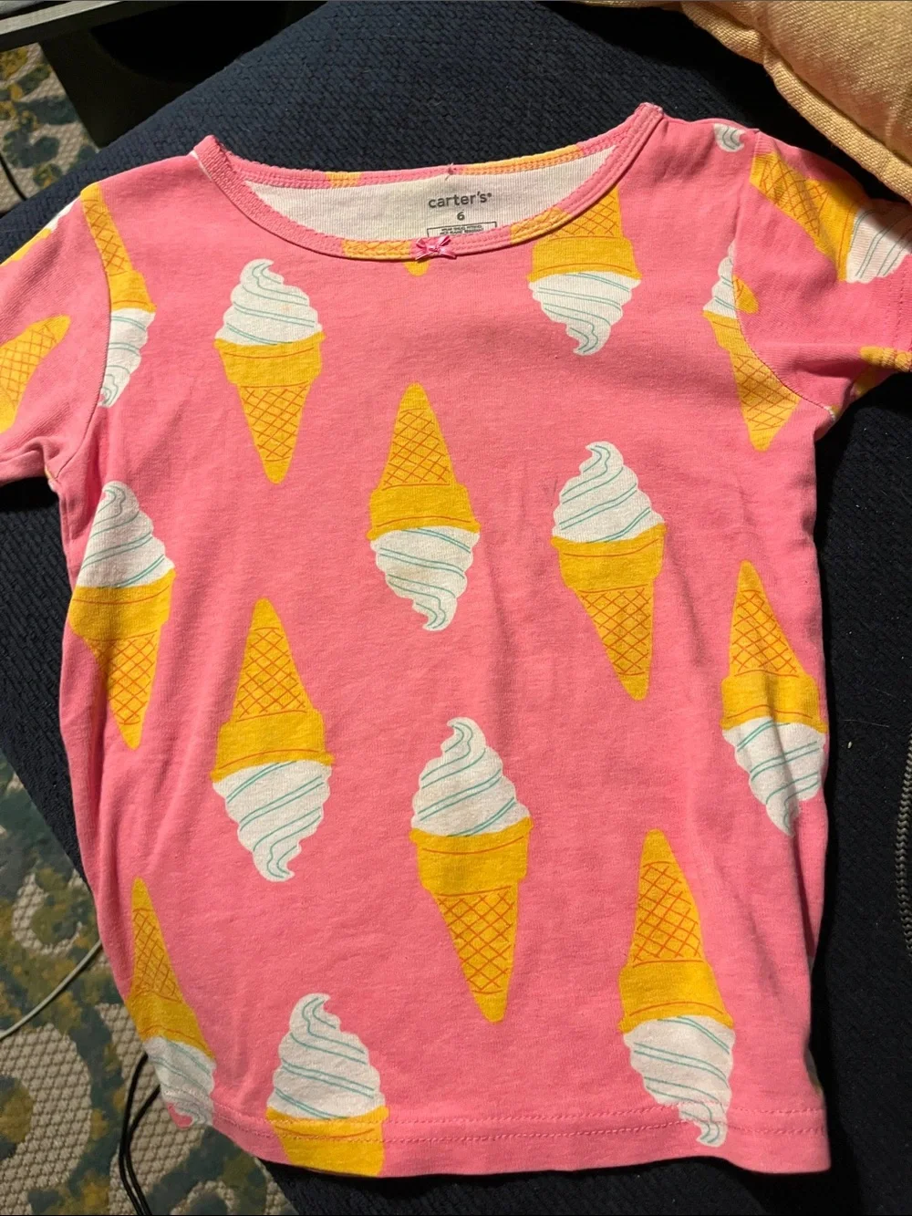 Carter's Pink Short Sleeve Tee with Yellow Ice Cream Cone Print